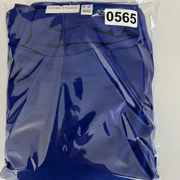 Susan Graver Womens 3X Midi Blue Liquid Knit Jersey Shift Dress Vacation Hiking - Picture 14 of 15